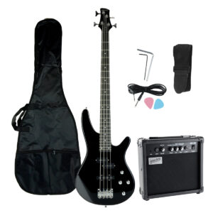 Gitara basowa czarna PBGB-50 w zestawie