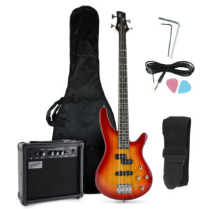 Gitara basowa wiśnia PBGB-50 w zestawie