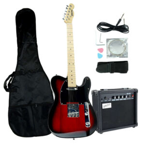 Gitara elektryczna Czarno-czerwona TEEG-30 Telecaster w zestawie
